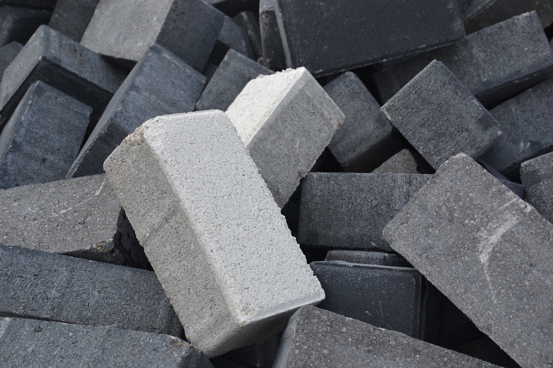 Bricks of concrete, which can be made stronger with recycled PPE