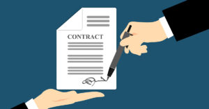 CRUX Insight report | An illustration of one hand holding a contract while another hand signs it