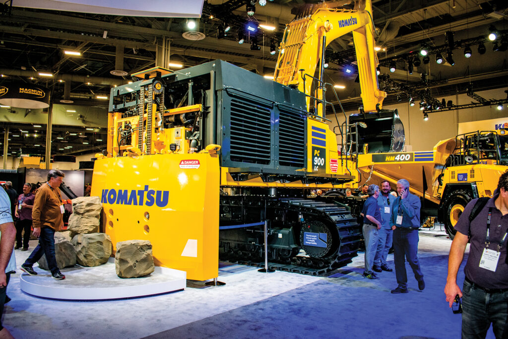 Komatsu's new PC900LC-11 excavator and a Komatsu HM400-5 articulated truck as seen at CONEXPO