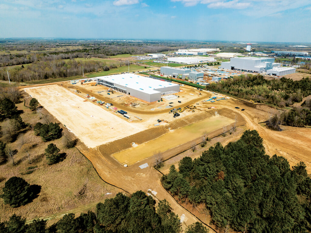 An aerial image of Takco Construction Inc.'s work at the Hyundai seating factory in Hope Hull, Ala.