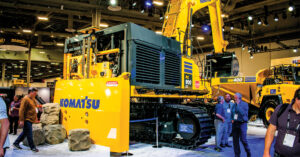 Komatsu's new PC900LC-11 excavator and a Komatsu HM400-5 articulated truck as seen at CONEXPO